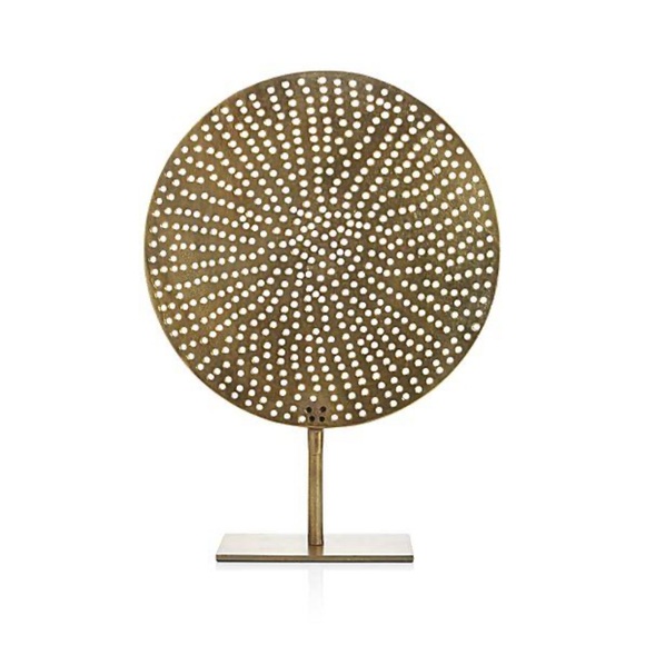 Crate & Barrel Brass Circle on Stand Decorative Sculpture - Picture 2 of 3